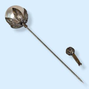 Antique Pearlescent Hat Pin and Cap